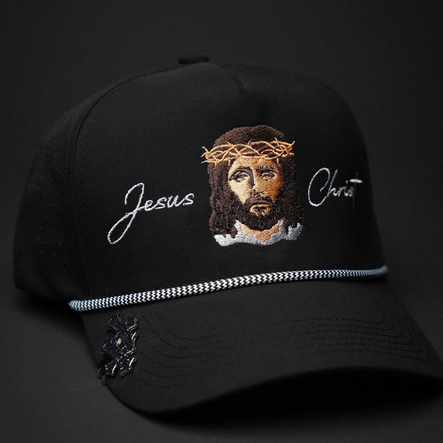 Jesus Christ CAP (BLACK TRUCKER ROPE)