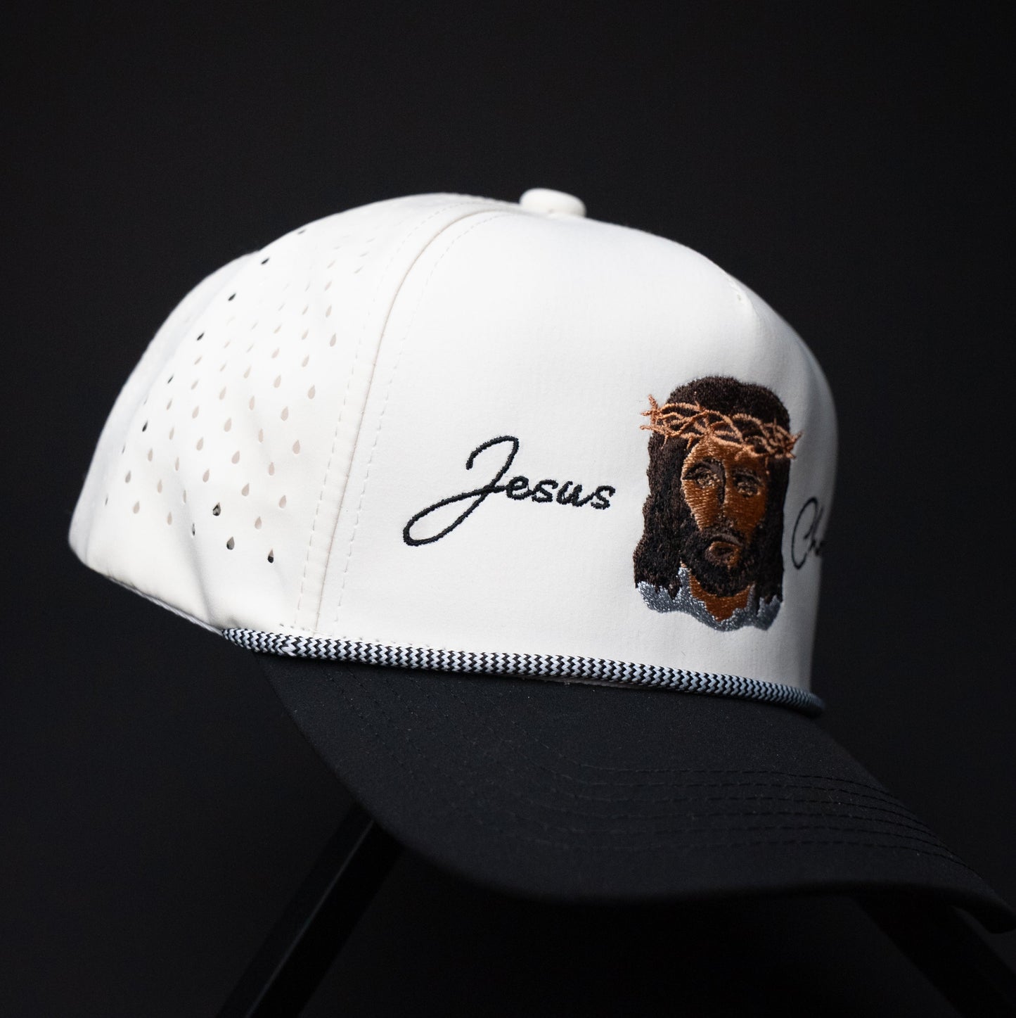 Jesus Christ CAP (BLACK & WHITE ROPE)