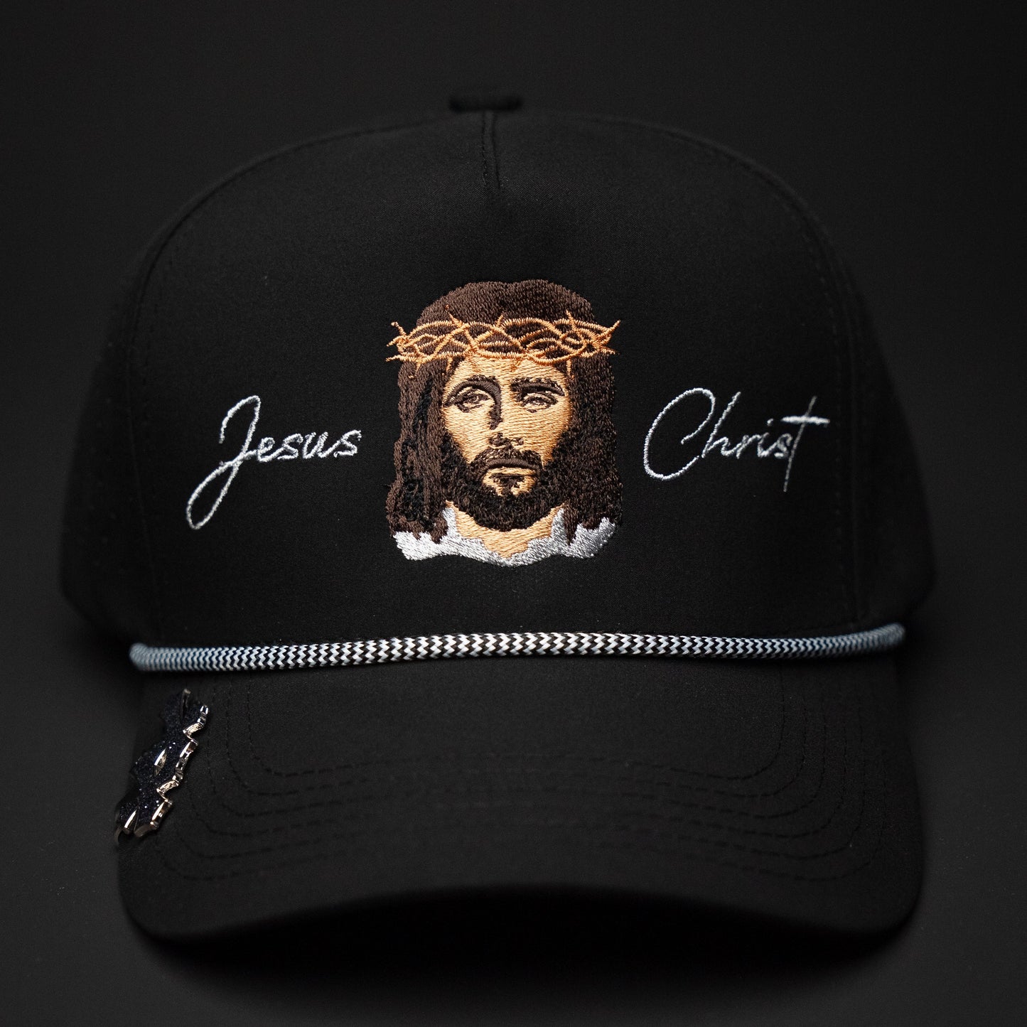 Jesus Christ CAP (BLACK TRUCKER ROPE)