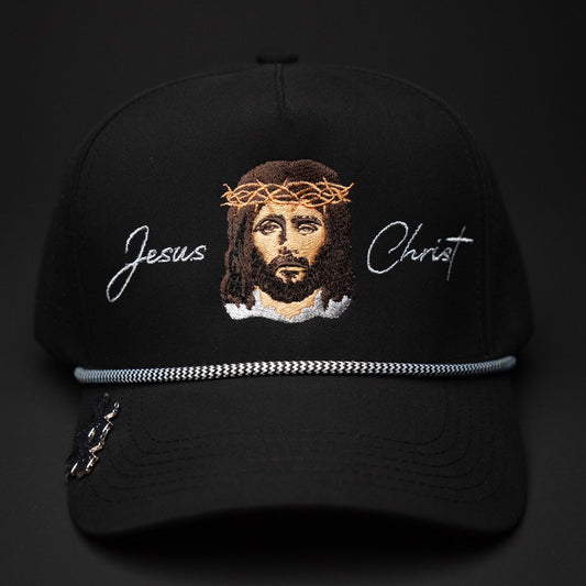 Jesus Christ CAP (BLACK TRUCKER ROPE)